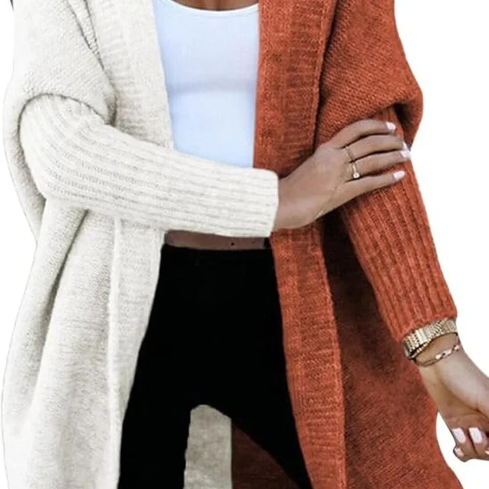 Woman's Open Front Long Sleeve Hooded Knit Cardigan